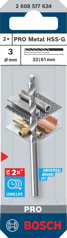 METALLBORR HSS-G 3,0X61MM 2ST PRO Billig